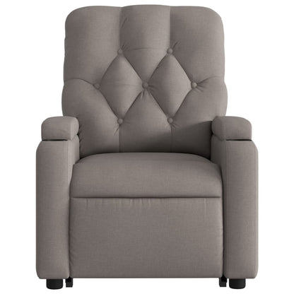 Elektrické Zvedací Masážní Polohovací Křeslo Textil Taupe