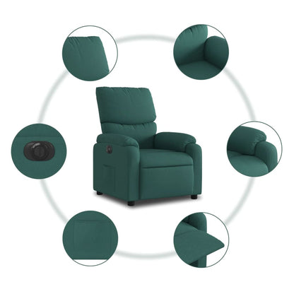 Elektrické Polohovací Křeslo Tmavě Zelené Textil Tmavě Zelená