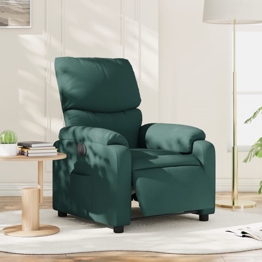 Elektrické Polohovací Křeslo Tmavě Zelené Textil Tmavě Zelená
