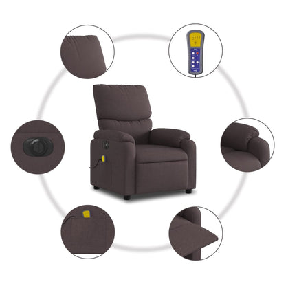 Elektrické Masážní Polohovací Křeslo Tmavě Hnědé Textil Tmavě Hnědá