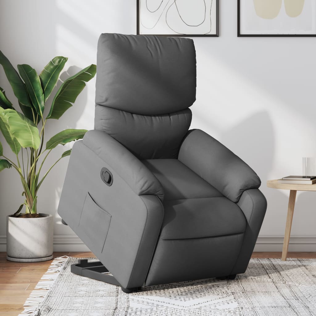 Zvedací Polohovací Křeslo Tmavě Šedé Textil Tmavě Šedá