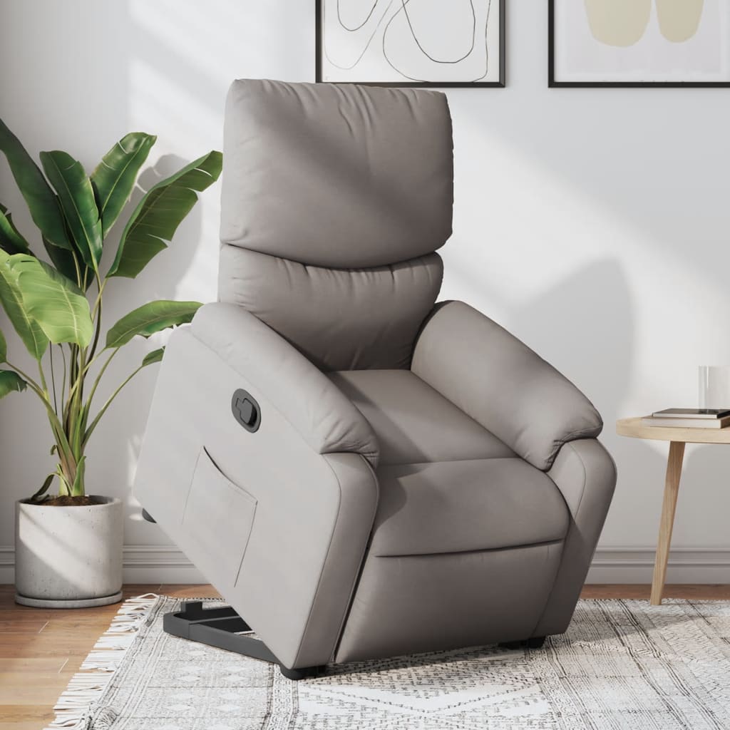 Zvedací Masážní Polohovací Křeslo Textil Taupe