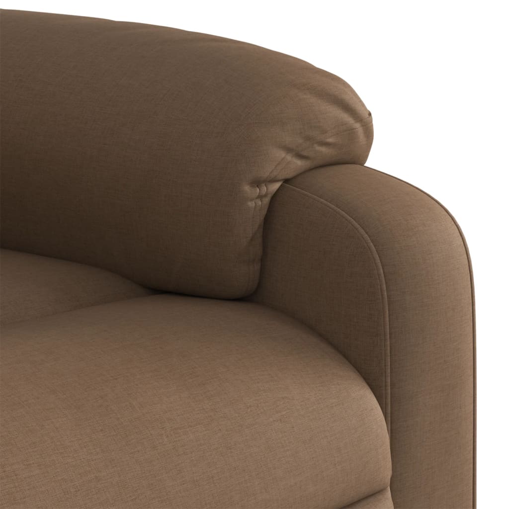 Elektrické Zvedací Polohovací Křeslo Hnědé Textil Hnědá