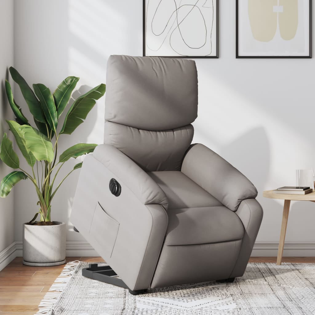 Zvedací Masážní Polohovací Křeslo Textil Taupe