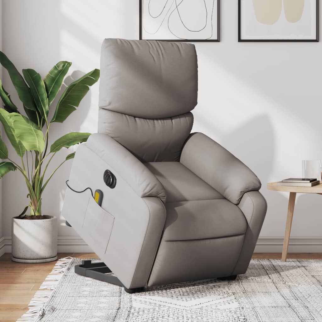 Zvedací Masážní Polohovací Křeslo Textil Taupe