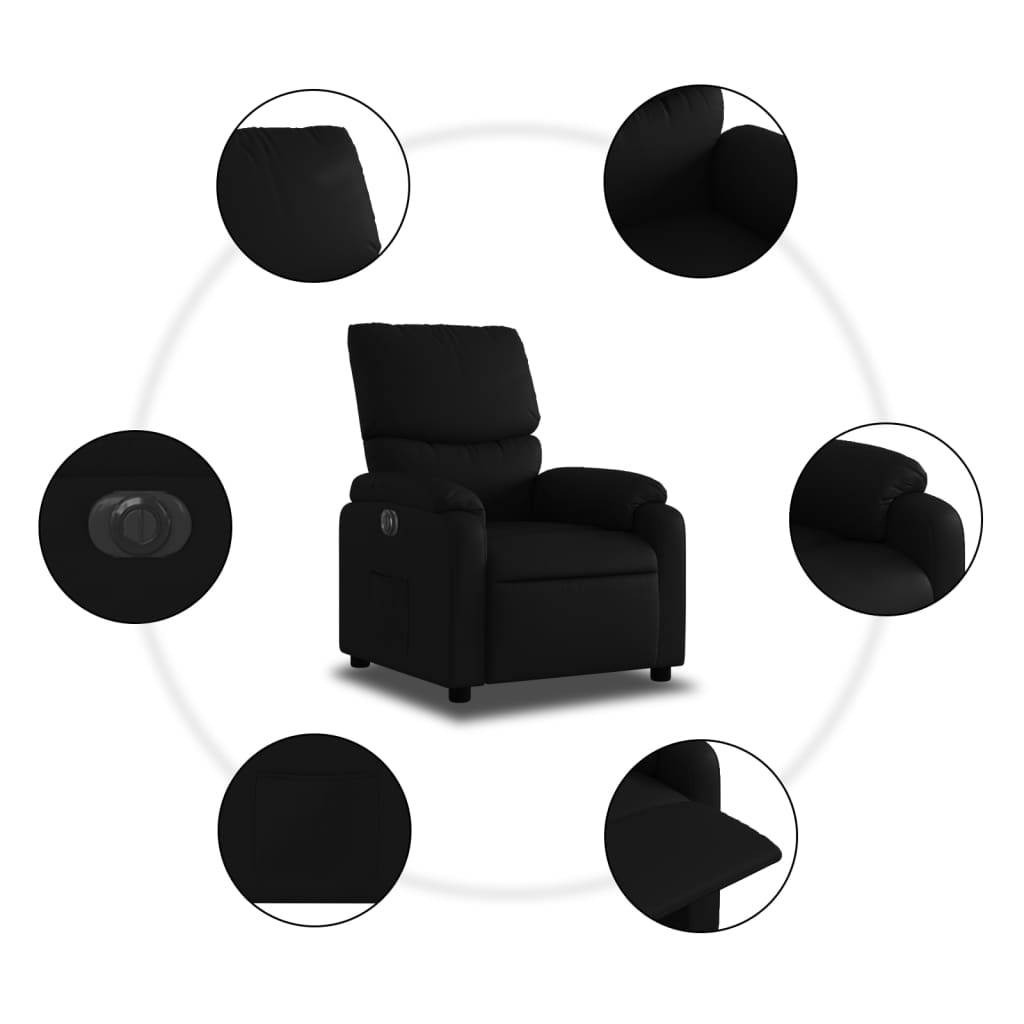 Elektrické Polohovací Křeslo Černé Umělá Kůže Černá