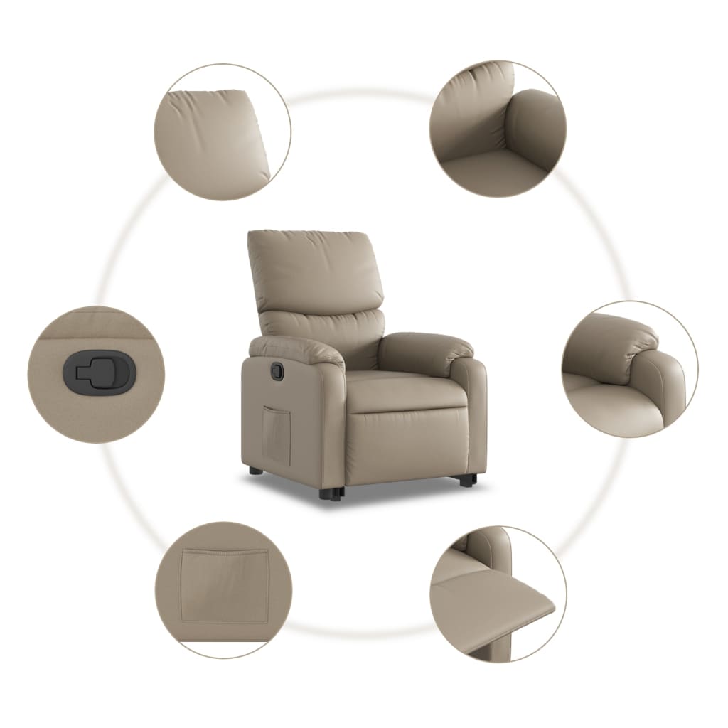 Zvedací Polohovací Křeslo Umělá Kůže Cappuccino