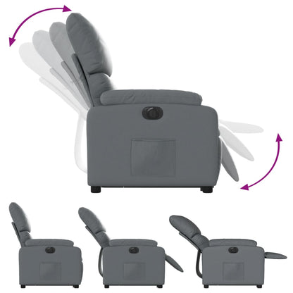 Elektrické Zvedací Polohovací Křeslo Šedé Umělá Kůže Šedá