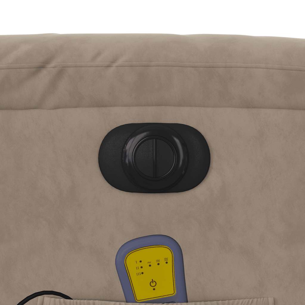 Elektrické Masážní Polohovací Křeslo Látka Z Mikrovlákna Taupe