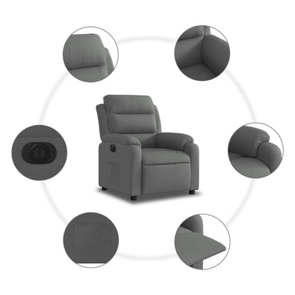 Elektrické Polohovací Křeslo Tmavě Šedé Textil Tmavě Šedá