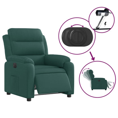 Elektrické Polohovací Křeslo Tmavě Zelené Textil Tmavě Zelená