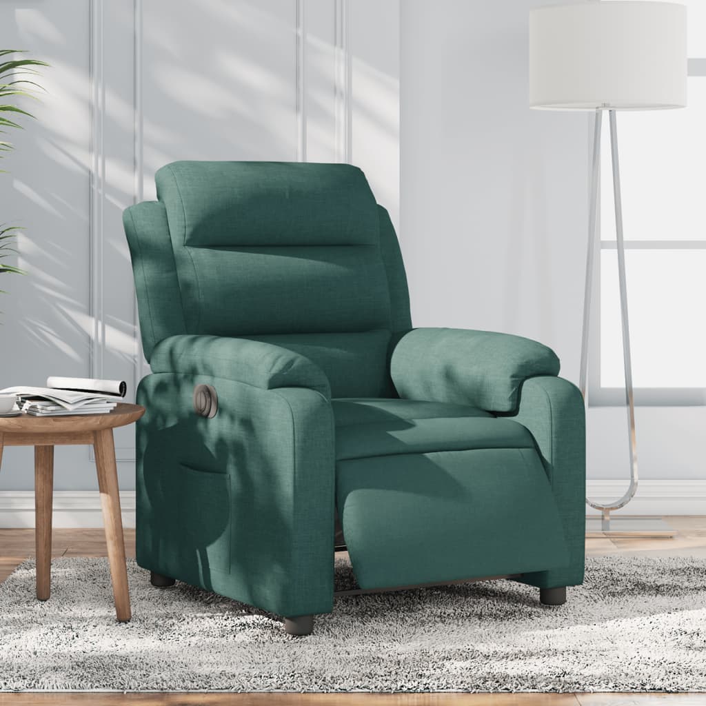 Elektrické Polohovací Křeslo Tmavě Zelené Textil Tmavě Zelená