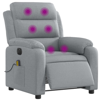 Elektrické Masážní Polohovací Křeslo Světle Šedé Textil Světle Šedá