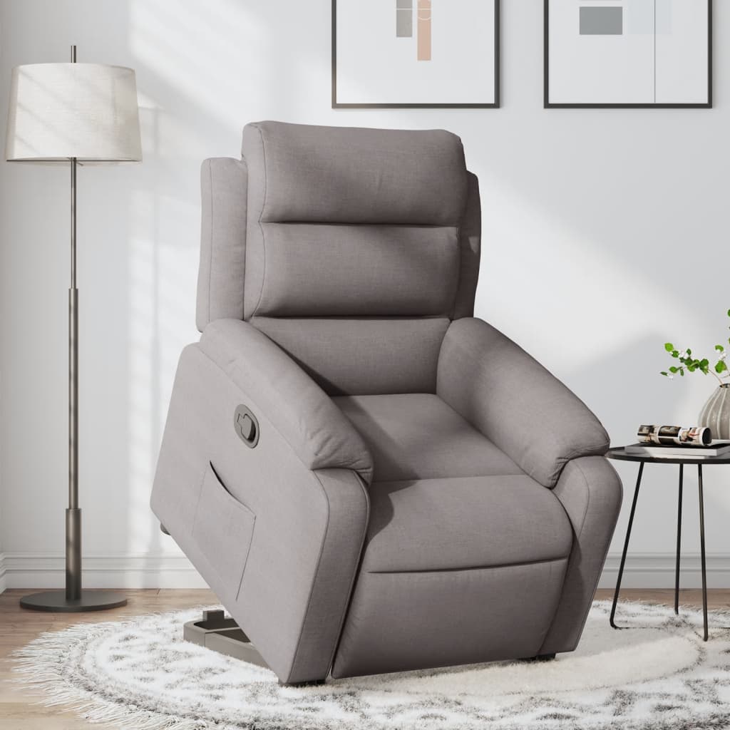 Zvedací Masážní Polohovací Křeslo Textil Taupe
