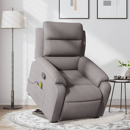Zvedací Masážní Polohovací Křeslo Textil Taupe