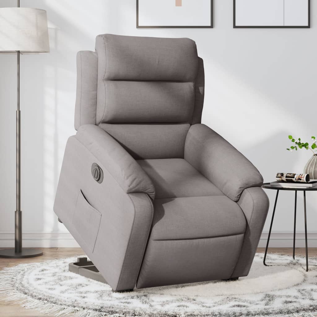 Zvedací Masážní Polohovací Křeslo Textil Taupe