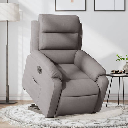 Zvedací Masážní Polohovací Křeslo Textil Taupe