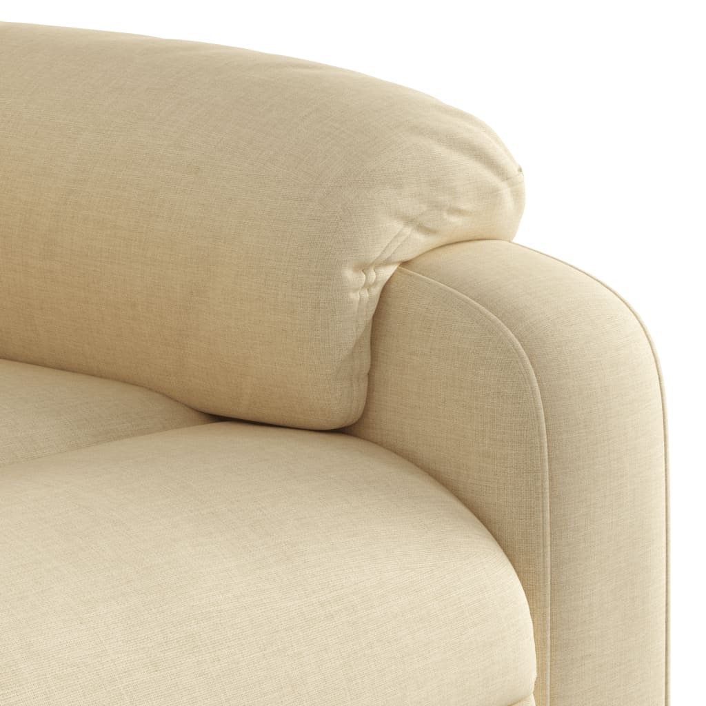 Elektrické Zvedací Polohovací Křeslo Krémové Textil Krémová