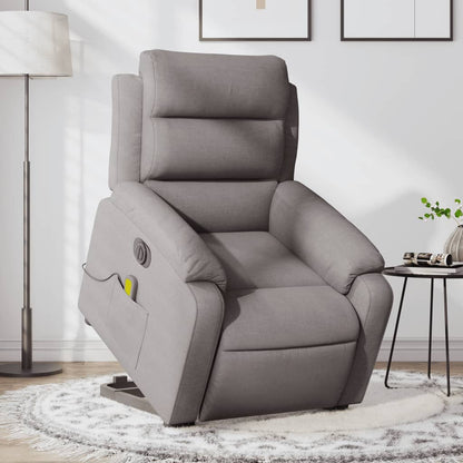 Zvedací Masážní Polohovací Křeslo Textil Taupe