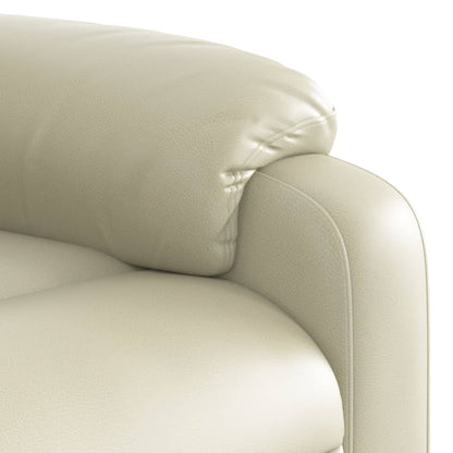 Elektrické Zvedací Masážní Polohovací Křeslo Krémové Umělá Kůže Krémová