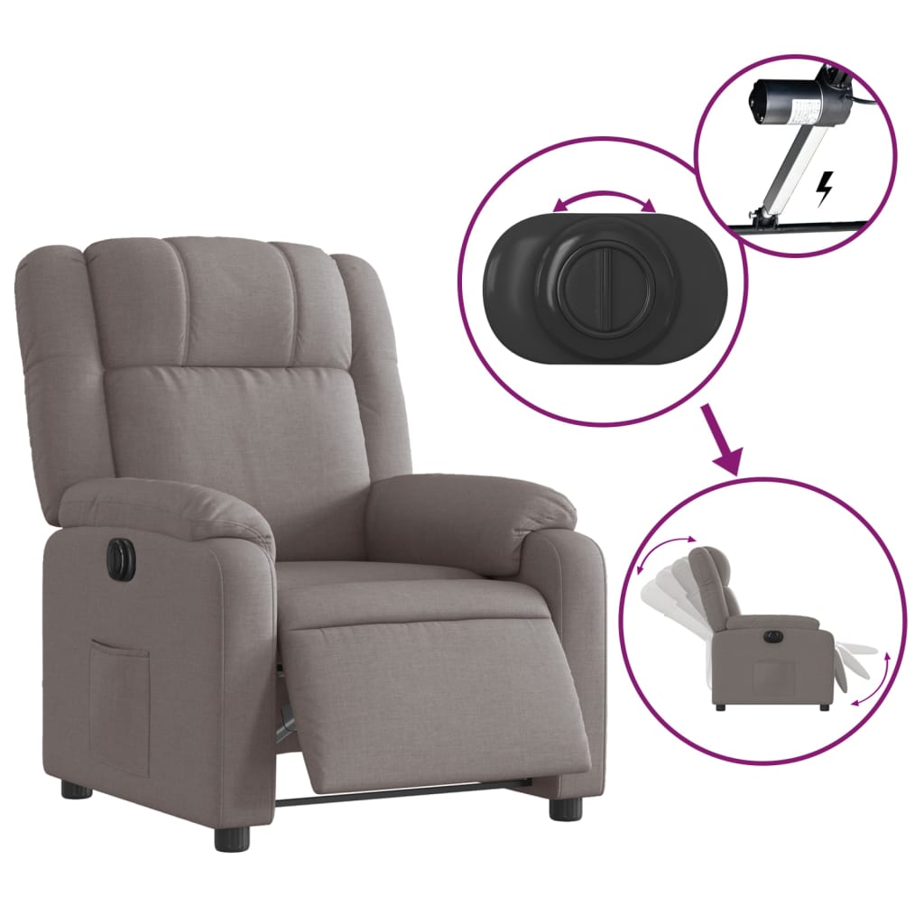 Elektrické Polohovací Křeslo Textil Taupe