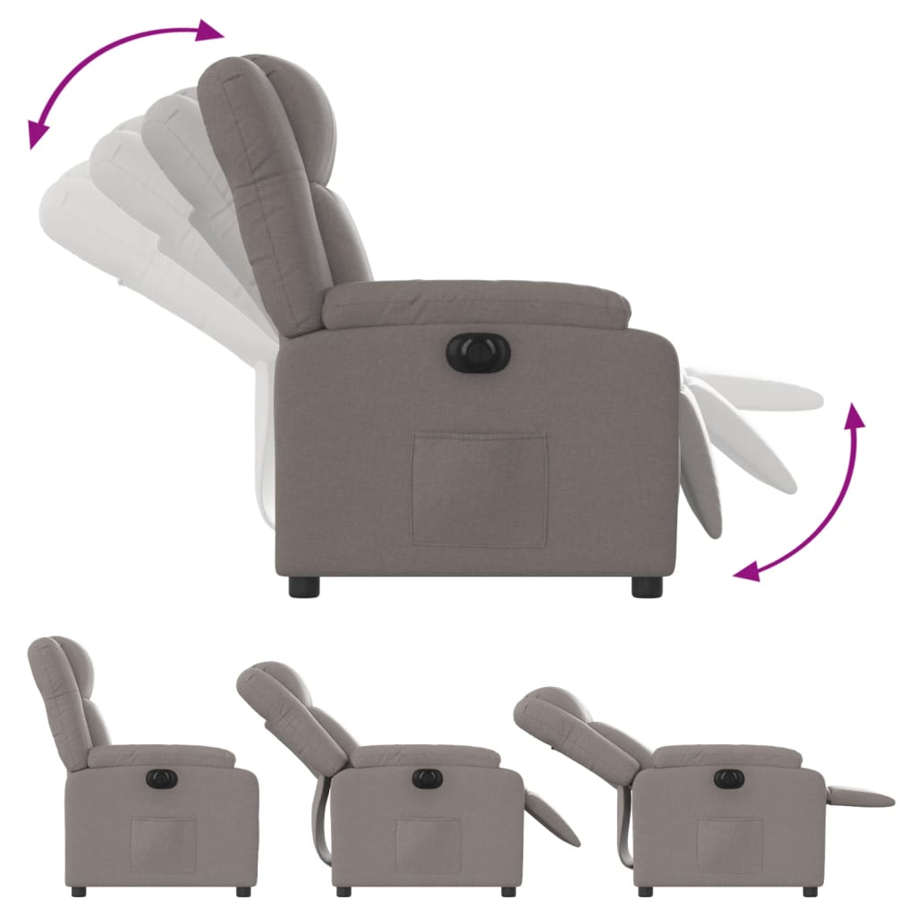 Elektrické Polohovací Křeslo Textil Taupe