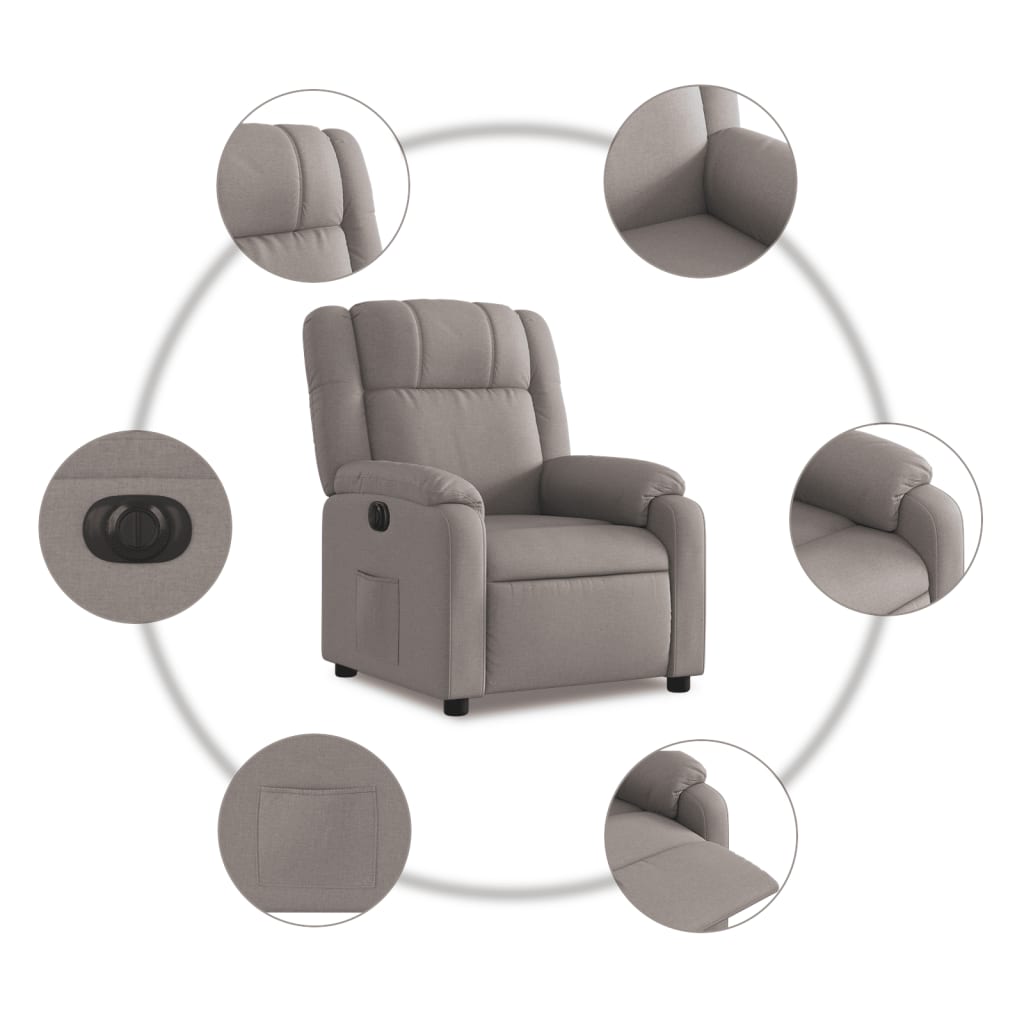 Elektrické Polohovací Křeslo Textil Taupe