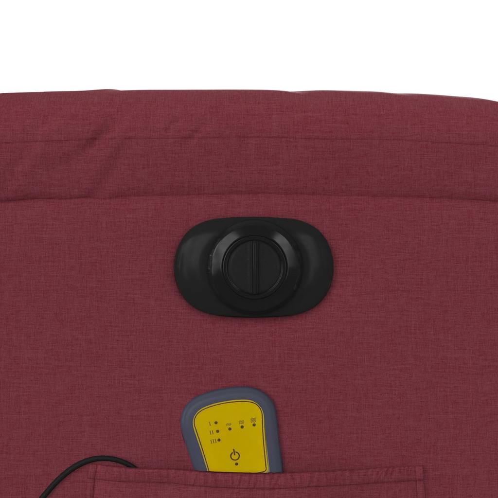 Elektrické Masážní Polohovací Křeslo Vínové Textil Vínová Červená