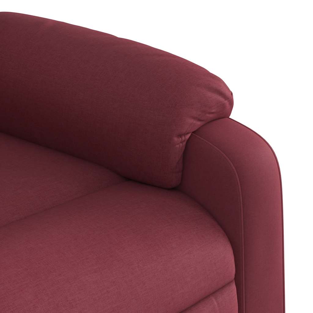Elektrické Masážní Polohovací Křeslo Vínové Textil Vínová Červená