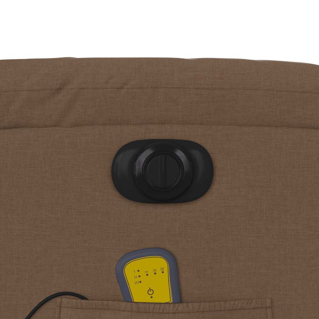 Elektrické Masážní Polohovací Křeslo Hnědé Textil Hnědá
