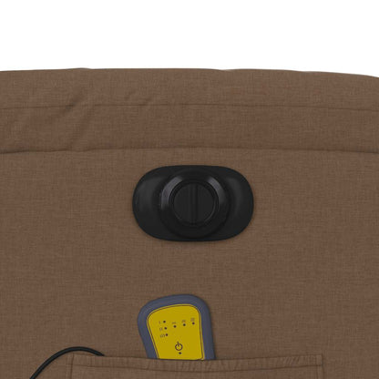 Elektrické Masážní Polohovací Křeslo Hnědé Textil Hnědá