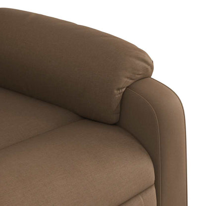 Elektrické Masážní Polohovací Křeslo Hnědé Textil Hnědá