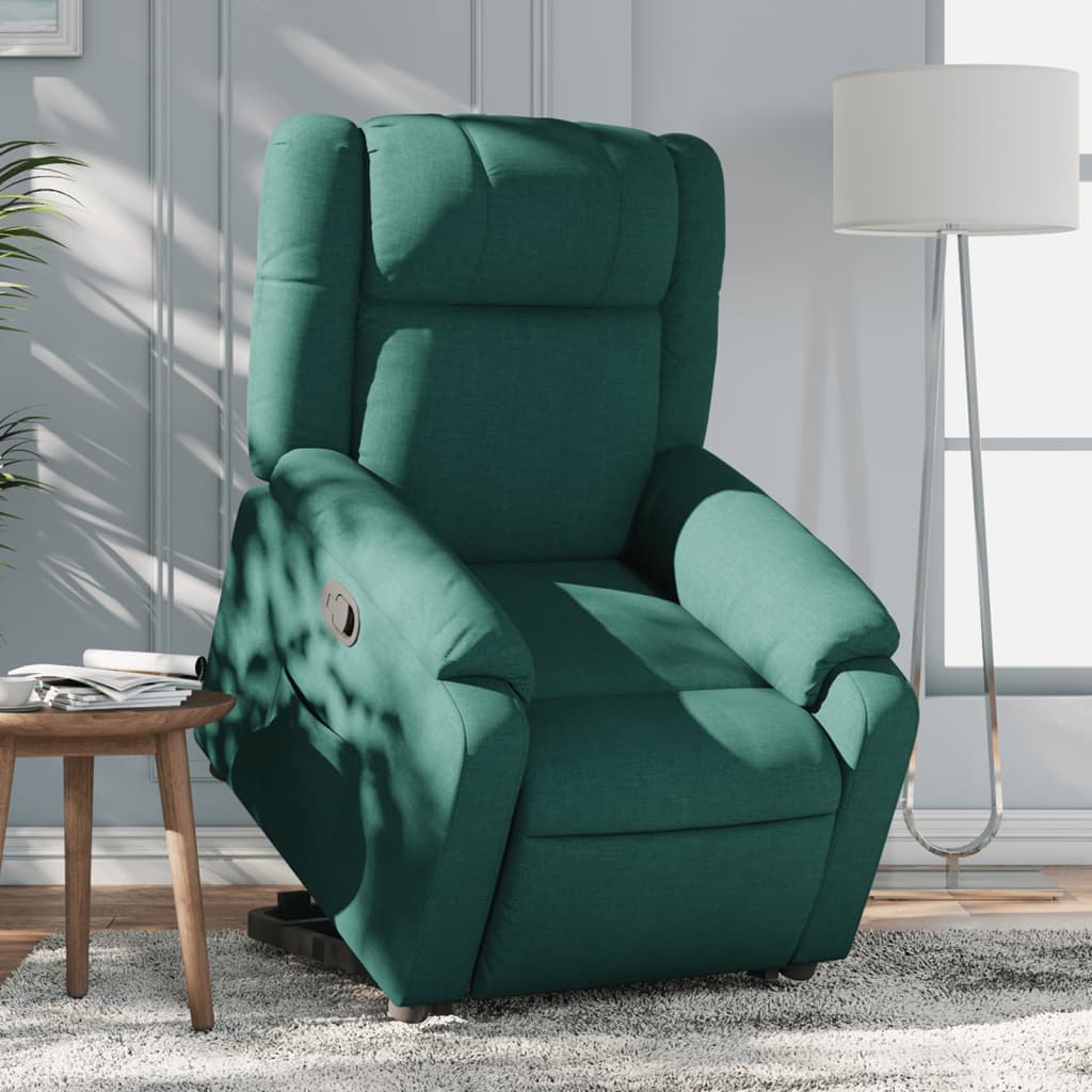 Zvedací Polohovací Křeslo Tmavě Zelené Textil Tmavě Zelená