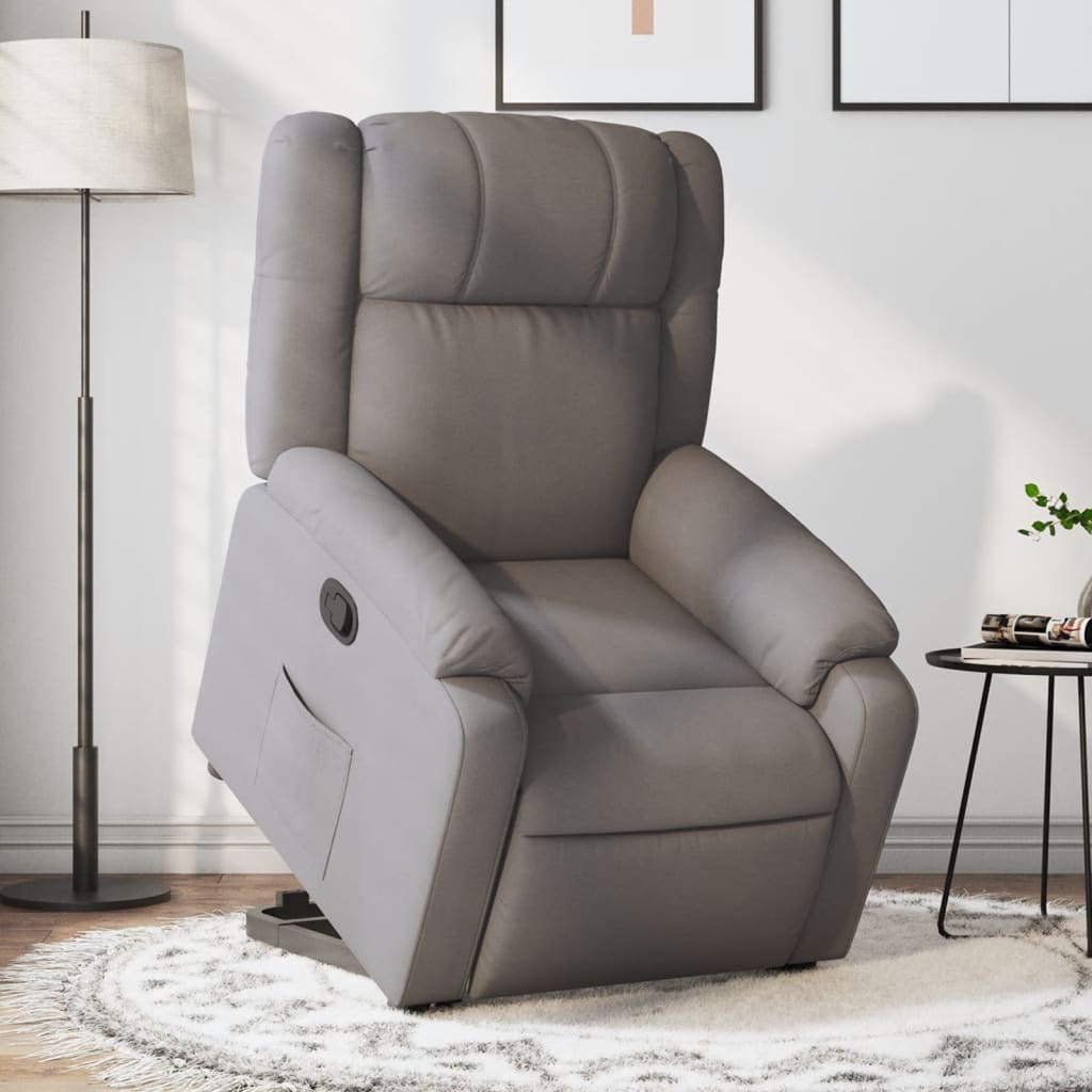 Elektrické Zvedací Polohovací Křeslo Textil Taupe