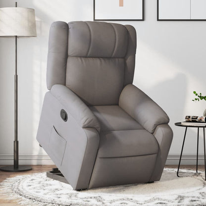 Elektrické Zvedací Polohovací Křeslo Textil Taupe
