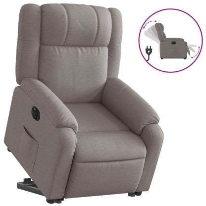 Elektrické Zvedací Polohovací Křeslo Textil Taupe