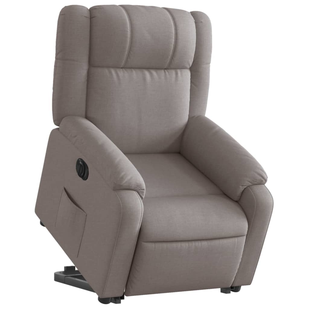 Elektrické Zvedací Polohovací Křeslo Textil Taupe