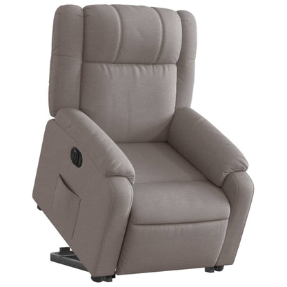 Elektrické Zvedací Polohovací Křeslo Textil Taupe
