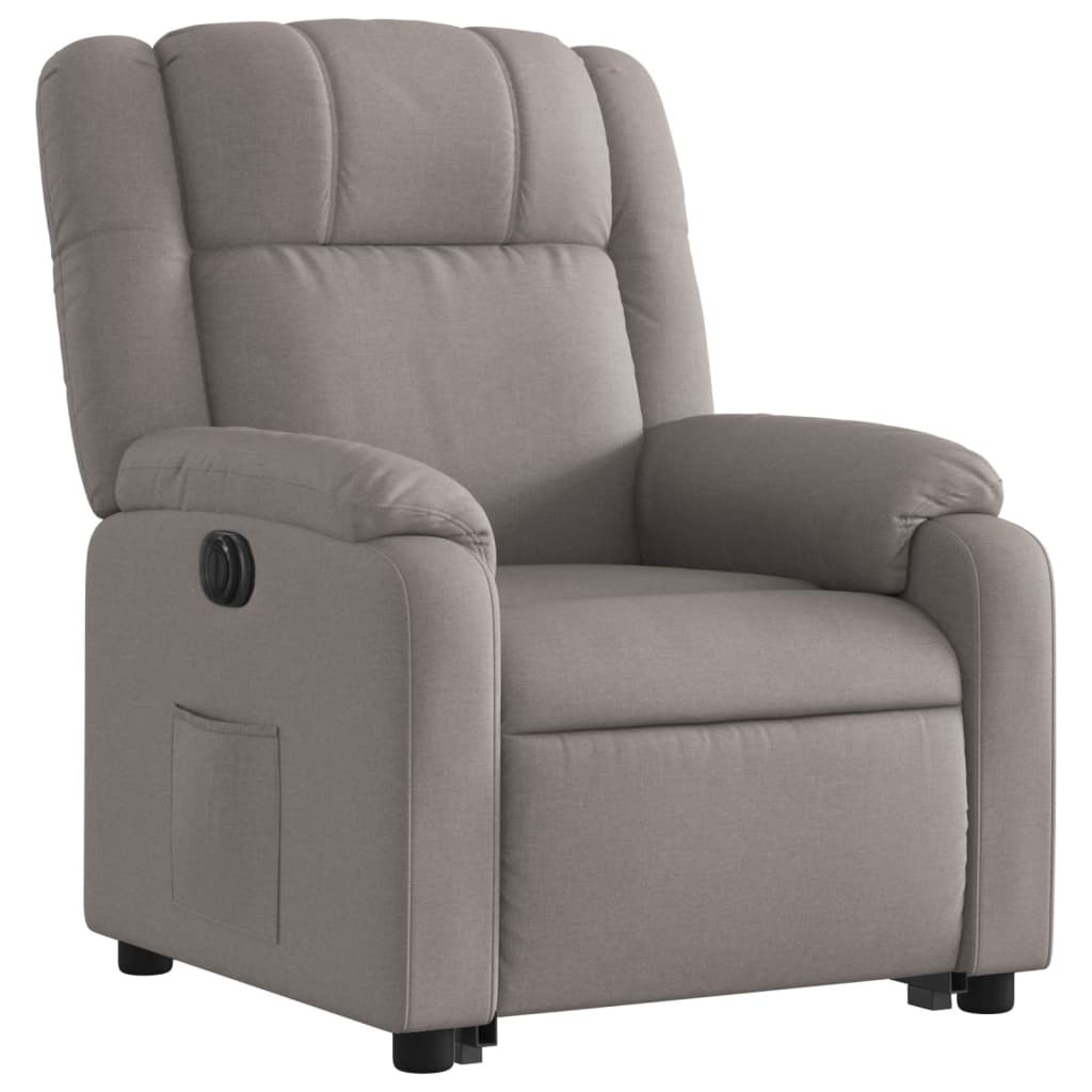 Elektrické Zvedací Polohovací Křeslo Textil Taupe
