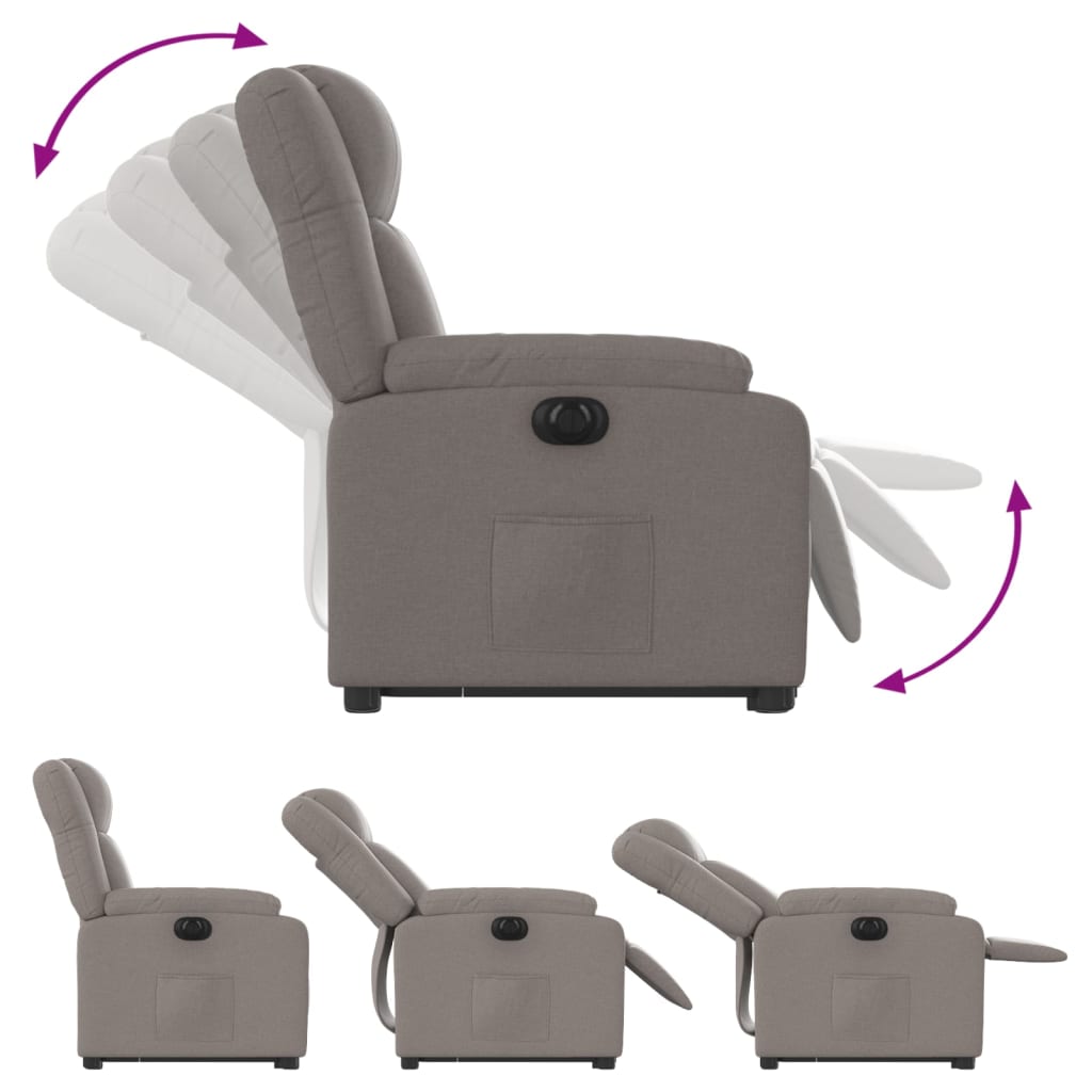 Elektrické Zvedací Polohovací Křeslo Textil Taupe