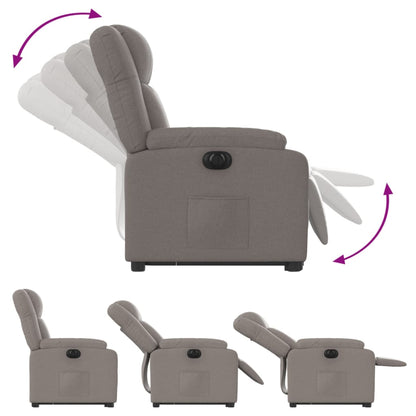 Elektrické Zvedací Polohovací Křeslo Textil Taupe