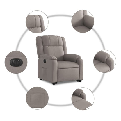 Elektrické Zvedací Polohovací Křeslo Textil Taupe