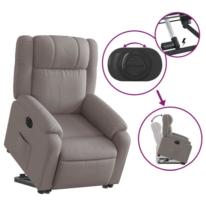 Elektrické Zvedací Polohovací Křeslo Textil Taupe