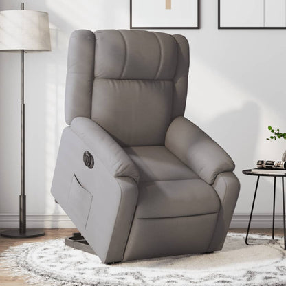 Elektrické Zvedací Polohovací Křeslo Textil Taupe
