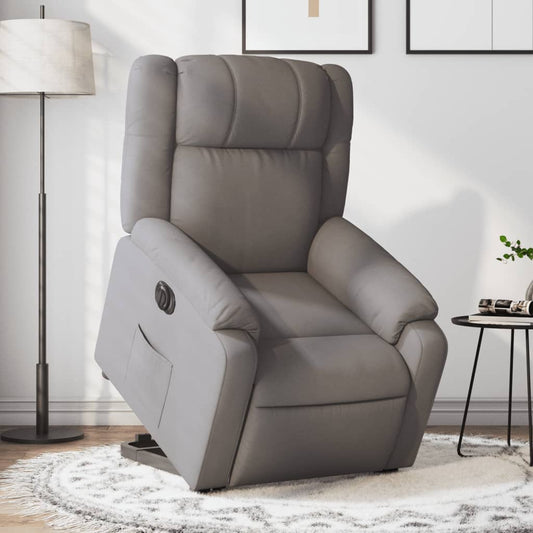 Elektrické Zvedací Polohovací Křeslo Textil Taupe