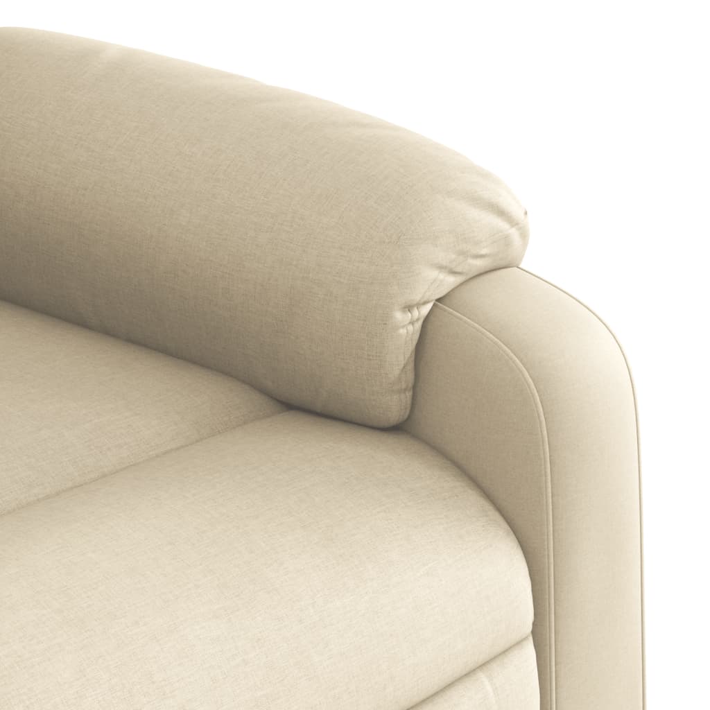 Elektrické Zvedací Polohovací Křeslo Krémové Textil Krémová