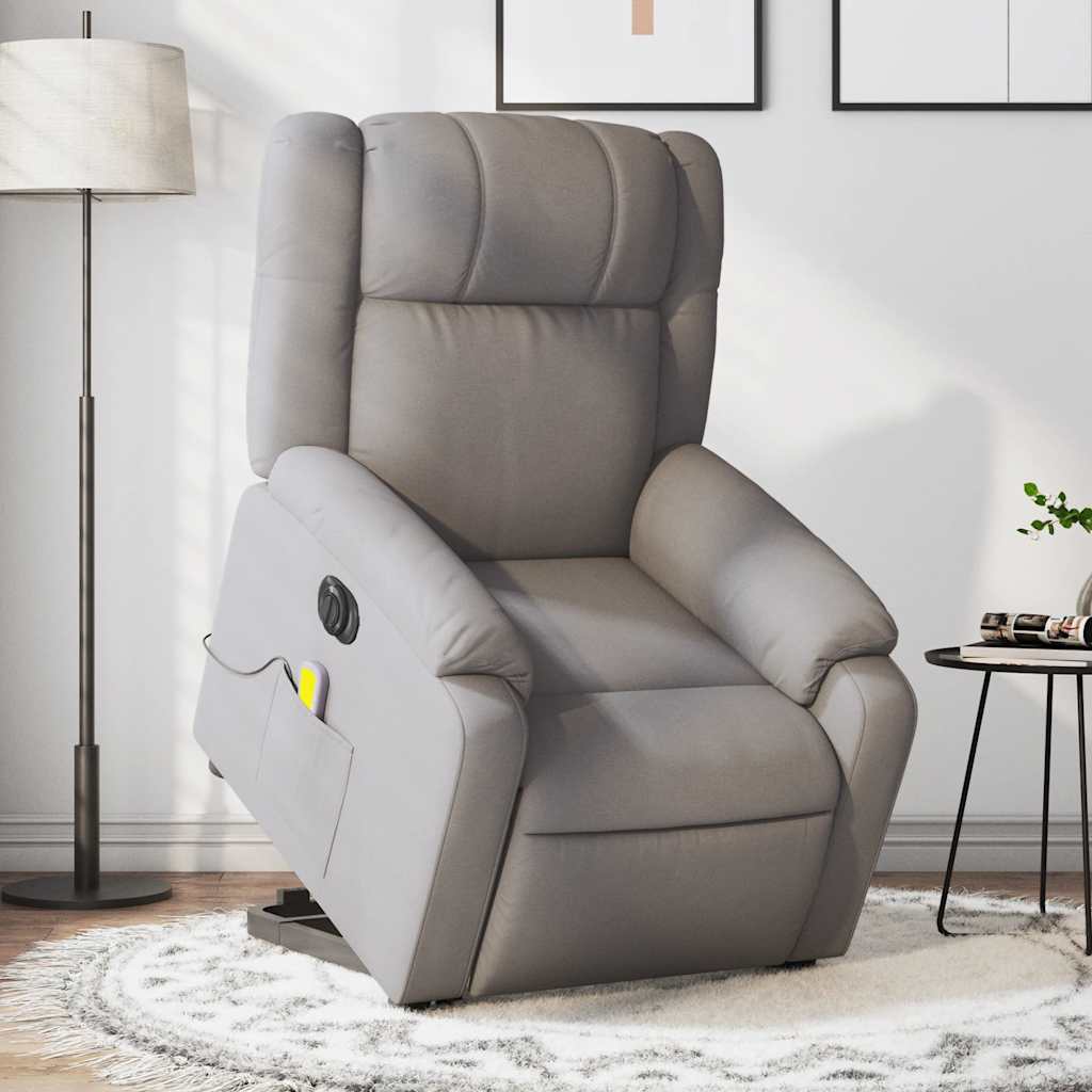 Elektrické Zvedací Polohovací Křeslo Textil Taupe