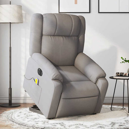 Elektrické Zvedací Polohovací Křeslo Textil Taupe