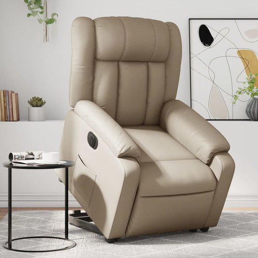Elektrické Zvedací Polohovací Křeslo Umělá Kůže Cappuccino