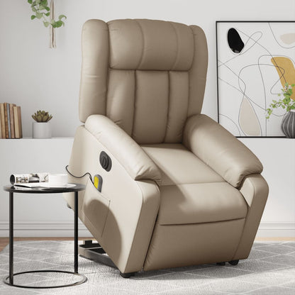 Elektrické Zvedací Polohovací Křeslo Umělá Kůže Cappuccino